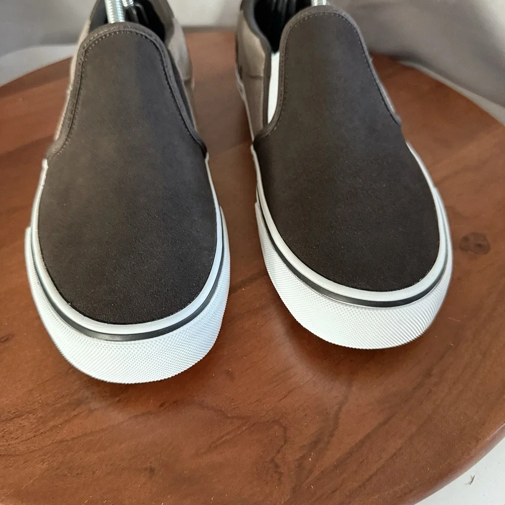 Vans Asher Deluxe Slip On Coffee Brown Cozy Knit Suede Skater Sneakers Men's 9.0